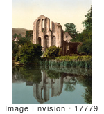 #17779 Photo Of The Ruins Of Valle Crucis Abbey Reflecting On The Surface Of Still Waters