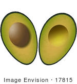 #17815 Two Halves Of An Avacado Showing The Seed Clipart