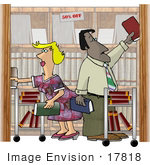 #17818 Man And Woman In A Book Store Clipart