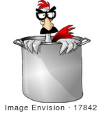#17842 Masked Chicken In A Stock Pot Clipart