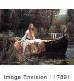 #17891 Picture Of A Woman In A Boat On A Pond The Lady Of Shalott By John William Waterhouse