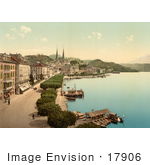 #17906 Picture Of Boats And Buildings Along The Waterfront In Lucerne