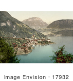 #17932 Picture Of The Village Of Gersau And Frohnalpstock Mountain Lake Lucerne Switzerland