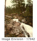 #17942 Picture Of A Bridge Crossing Over The Bernina Waterfalls Switzerland