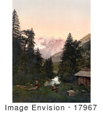 #17967 Picture Of Men Using Pickaxes In The Swiss Alps Switzerland