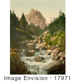 #17971 Picture Of A River And Wetterhorn Mountain Switzerland