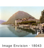 #18043 Picture Of The Village Of Lugano On The Shore Of Lake Lugano Monte San Salvatore Tessin Switzerland