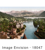 #18047 Picture Of Thunerhof In The Village Of Thun Aare River Lake Thun And Swiss Mountains Switzerland