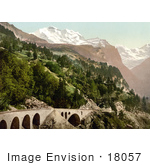 #18057 Picture Of A Railway Bridge And Tracks Near Wengern Alp Station Bernese Oberland Switzerland