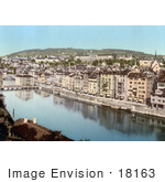 #18163 Photo Of Buildings Along The Limmatquay With Polytechnic In Zurich Switzerland