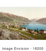 #18200 Photo Of The Village Of Montreux On The Shore Of Geneva Lake In Switzerland
