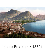 #18321 Photo Of Lugano On The Lake And Monte Bre Switzerland