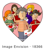 #18366 Boy With A Valentine’S Day Card Surrounded By Girls That Have A Crush On Him Clipart