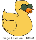 #18378 Yellow Duck Wearing Sunglasses Clipart