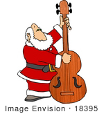 #18395 Santa Claus Playing An Upright Bass Instrument Clipart