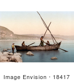#18417 Photo Of Men In A Fishing Boat The Sea Of Galilee Lower Galilee Tiberias Holy Land Israel