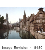 #18480 Photo Of Belfry Bell Tower And Canal In Bruges Belgium