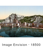 #18500 Photo Of The Citadel Fortress Cathedral Of Notre Dame And The Village Of Dinant In Belgium