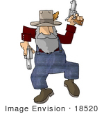 #18520 Old Hillbilly Cowboy Man Shooting Pistils Clipart