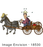 #18530 Stinky Cowboy Farmer Man Chewing on Straw While Riding a Horse Drawn Carriage Clipart by DJArt