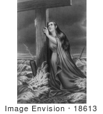 #18613 Photo of a Woman in a Stormy Sea, Clinging to a Wooden Cross by JVPD