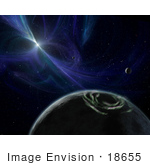 #18655 Stock Photo Of A Pulsar Planet System With Twisted Magnetic Fields In Outer Space