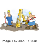 #18840 Man In Boxers And Tanktop Shoveling At A Construction Zone Clipart