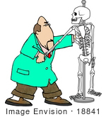 #18841 Male Chiropractor Doctor Man With A Human Skeleton Model Clipart