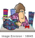 #18845 Christmas Gift Wrapper Woman With Papers And Bows Clipart