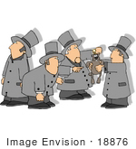 #18876 Man In A Top Hat Holding A Groundhog On Groundhog’S Day With Shadows Clipart