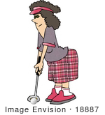 #18887 Middle Aged Woman Golfing Clipart