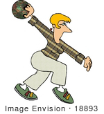 #18893 Blond Woman Bowling Clipart