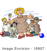 #18907 Female Daycare Provider Woman With Children Clipart