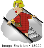 #18922 Woman On An Escalator While Shopping In A Mall Clipart