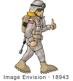 #18943 Female Soldier Giving The Thumbs Up Clipart
