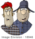 #18946 Two Confused Redneck Men Clipart