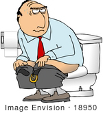 #18950 Man Sitting On A Toilet Taking A Dump In A Bathroom Clipart