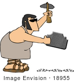 #18955 Man Using A Sledgehammer To Shape A Rock Clipart