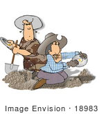 #18983 Man With A Gold Tooth Panning For Gold Clipart