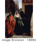 #18993 Photo Of A Man In A Red Robe Walking With A Woman In A Green Dress