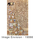 #19066 Photo Of A Woman Surrounded By Triangles And Spirals Wait By Gustav Klimt