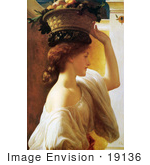 #19136 Photo of a Girl Carrying a Basket of Fruit on Her Head, by Frederic Lord Leighton by JVPD