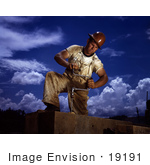 #19191 Photo Of A Male Carpenter In A Hardhat Working On The Douglas Dam 1942