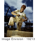 #19213 Photo Of A Male Carpenter Working On The Douglas Dam In 1942