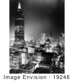 #19246 Photo Of The Empire State Building And Other Buildings In The Fog At Night New York City 1937