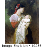 #19286 Photo Of A Young Mother Holding Her Baby Maternal Admiration By William-Adolphe Bouguereau