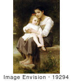 #19294 Photo Of A Girl Holding Her Little Sister Big Sis By William-Adolphe Bouguereau