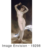 #19298 Photo of a Nude Woman Combing Through Her Long Hair With Her Fingers, Bather by William-Adolphe Bouguereau by JVPD