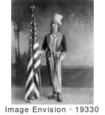 #19330 Photo Of Uncle Sam Standing Beside The American Flag 1898