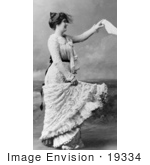 #19334 Photo Of A Woman In A Lace Dress Waving Farewell With A Handkerchief While Standing On A Beach